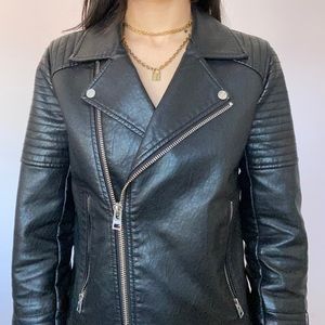 Faux leather moto jacket